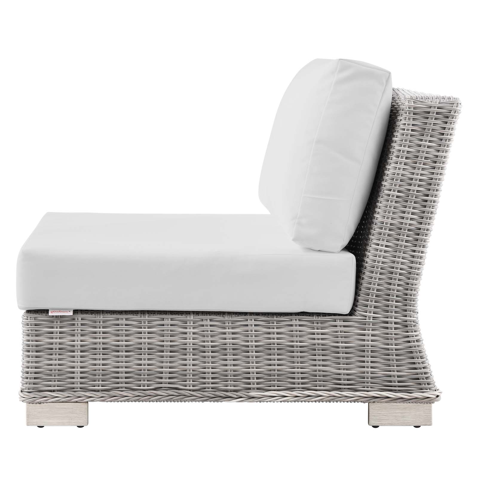 Lounge Sectional Sofa Chair Set, Rattan, Wicker, Light Grey Gray White, Modern Contemporary Urban Design, Outdoor Patio Balcony Cafe Bistro Garden Furniture Hotel Hospitality - image 4 of 10
