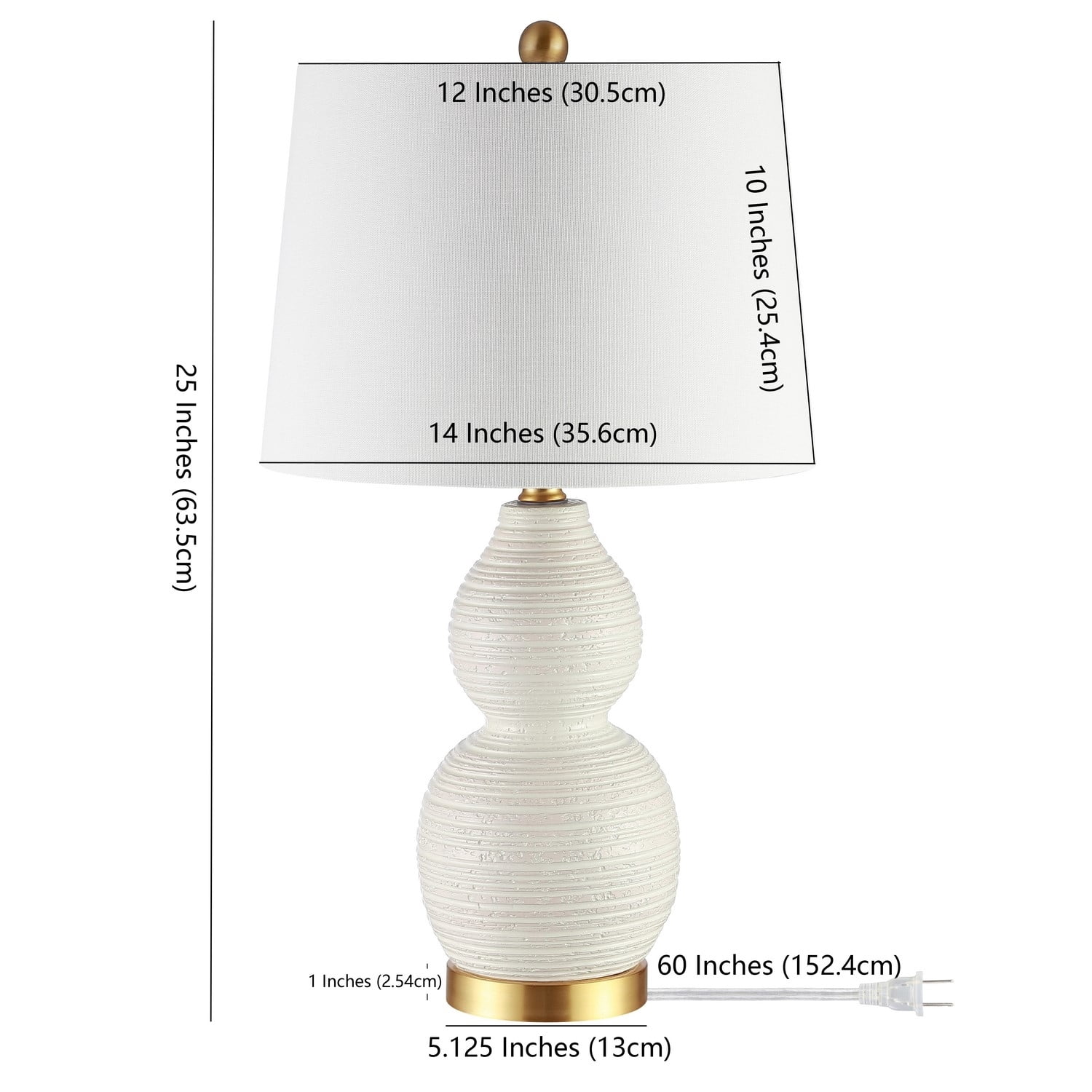 SAFAVIEH Darsa 25.5 in. H Gourd Table Lamp, White