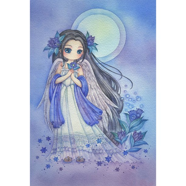 Taladro de pintura de diamante (DE9878) Vestido 5D Moon Girl DIY Imagen completa de dibujos animados (V933) 20X30cm Hugtrwg Para estrenar