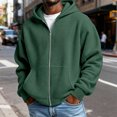 thumbnail image 2 of Waffle Knit Hoodies for Men Full Zip Hooded Cardigan with Pocket Lightweight Loose Fit Athletic Jackets 2026 Fall Outfits for Men(Dark Green,S), 2 of 7