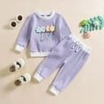 thumbnail image 2 of RTKFRFLM Girls Outfits 2 Piece Set Knit Long Sleeve Top And Pants Set With 3D Floral Design Comfortable Casual Toddler Clothes For Daily Wear Clothing Sets,Size 12-18 Months, 2 of 7