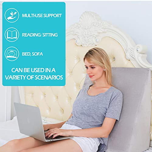 Lisenwood Foam Bed Wedge Pillow Set Reading Pillow Back Support Wedge Pillow for Sleeping 2 Separated Sit Up Pillows for Bed Angled Bed