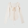 thumbnail image 1 of Ailaofu Women's Long Sleeve Cardigan Sweater V Neck Bow Tie Front Lightweight Shrug Sweater, 1 of 5