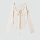 thumbnail image 1 of Ailaofu Women's Long Sleeve Cardigan Sweater V Neck Bow Tie Front Lightweight Shrug Sweater, 1 of 5