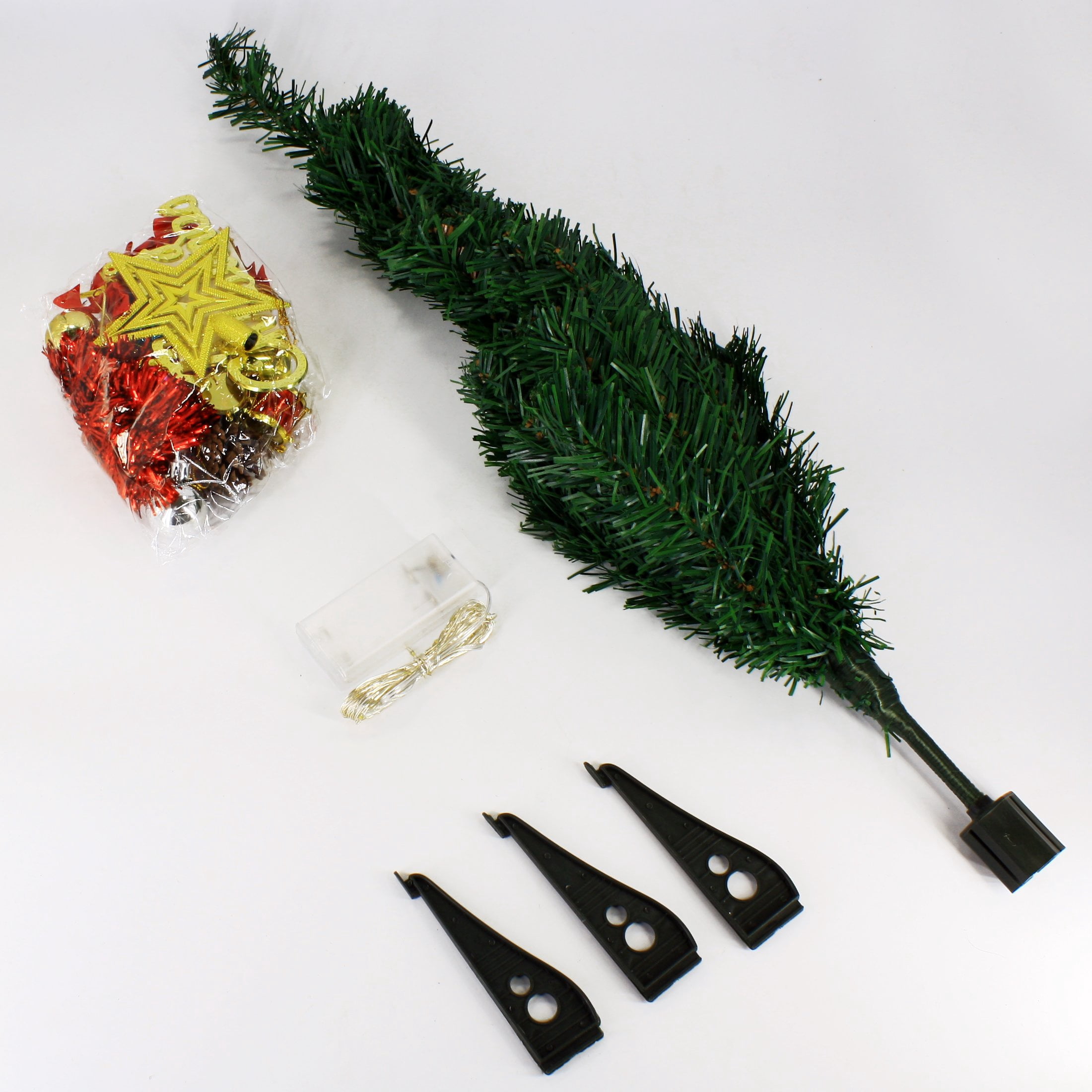 Wideskall 2 Feet Tabletop Artificial Mini Green Christmas Pine Tree with 30 Multi-Color LED Lights & Ornaments