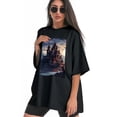 thumbnail image 3 of Plus Size Shirt for Women Black Tops for Women Short Sleeves Shirt for Women Castle (74） T Shirt Crewneck Shirt for Women XS, 3 of 5