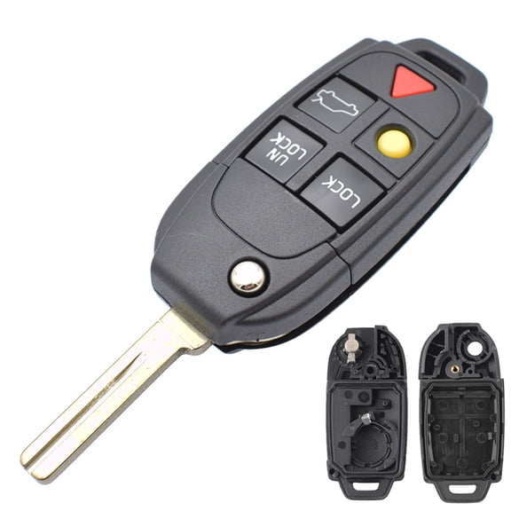 DON'T TOUCH MY KEY Car Key Fob Case Flip Shell Uncut Blade 5 Buttons for VOLVO S60 S80 V70 XC90