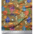 thumbnail image 1 of Soimoi Cotton Jersey Fabric Coral,Fish & Sea Turtle Ocean Fabric Prints by Yard 58 Inch Wide, 1 of 1