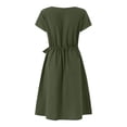 thumbnail image 2 of Fashion Oversize Beach Dresses for Womens 2026 Summer Solid Color Cotton And Linen Mid Length Lace Up Waist And Dress, 2 of 7