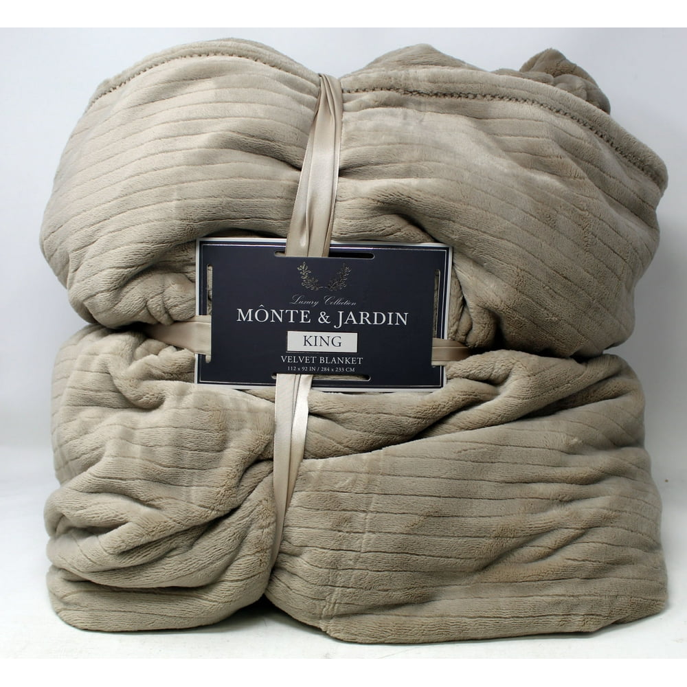 Monte & Jardin Luxury Collection Tan King Etched Velvet Blanket 112x92