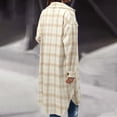 thumbnail image 5 of jobturf Long Jackets for Women Casual Loose Lightweight Plaid Shacket Fall Winter Fashion Outerwear Long Sleeve Button Down Coats, 5 of 5