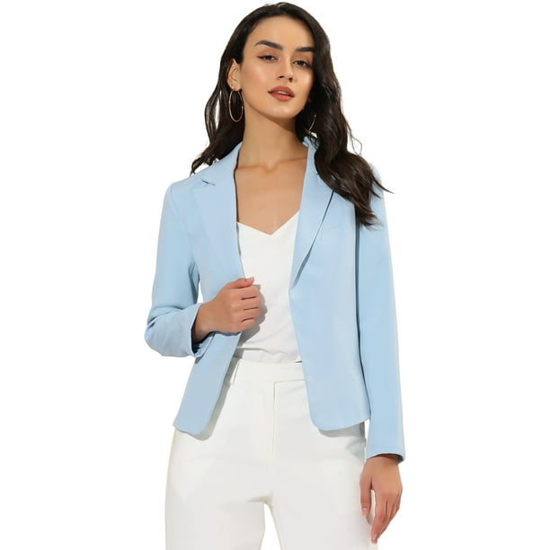 Chaquetas Traje Pantalon Mujer Azul Claro Chaqueta Abierta De La