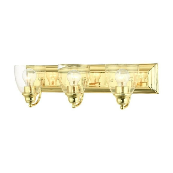 3 Light Bathroom Light in New Traditional Style 24 inches Wide By 7 inches High-Polished Brass Finish Bailey Street Home 218-Bel-4362847