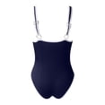 thumbnail image 5 of Siilsaa Women's One Piece Swimsuit Sports Adjustable Strap Bathing Suit Color Block Ribbed High Cut Swimsuits Dark Blue,M, 5 of 5