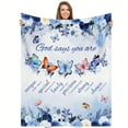thumbnail image 3 of 1pc Ultra-Soft Christian Throw Blanket for Women - Blue Rose & Butterfly Design with Inspirational Bible Verses, Cozy Plush Religious Gift, Hypoallergenic Flannel, All-Season Comfort, 3 of 6