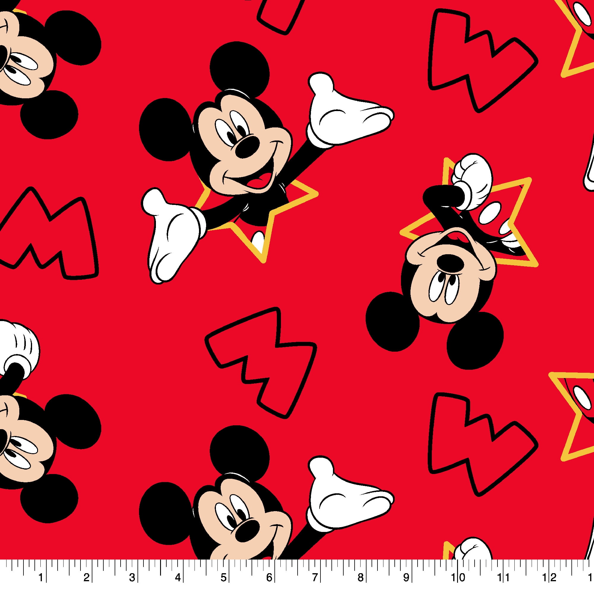 Disney 59" Fleece Mickey Mouse And Stars Sewing & Craft Fabric 8 yd Bolt, Red