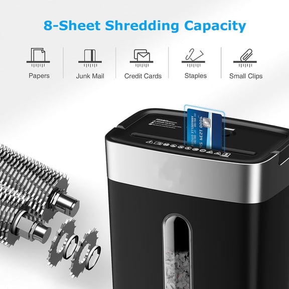 Shredder for Home Office, 4 Gallons 8-Sheet Cross Cut Credit Card Shredder, Small Paper Shredder for Home Use