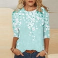 thumbnail image 1 of Craaazy Hauts Tendance pour Femmes Grande Taille Coupe Ample Imprimé Floral Col Rond Style Décontracté Blouse Manches 3/4 pour Printemps, Été, Sorties Quotidiennes, 1 of 5