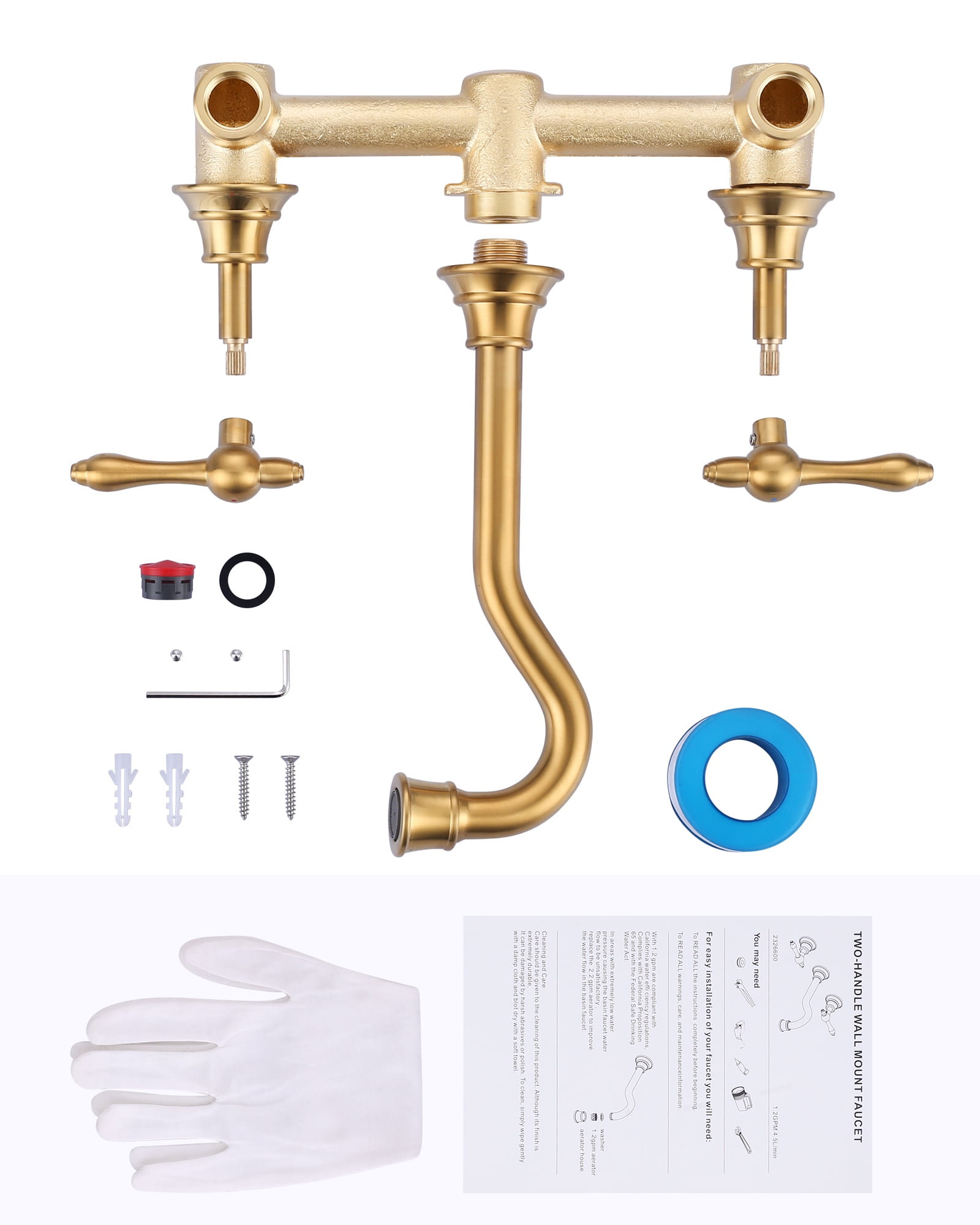 Wowow 8 in. Wall Mount 2-Handle Bathroom Sink Faucets Brass and Rough-in Valve Included,Brushed Nickel