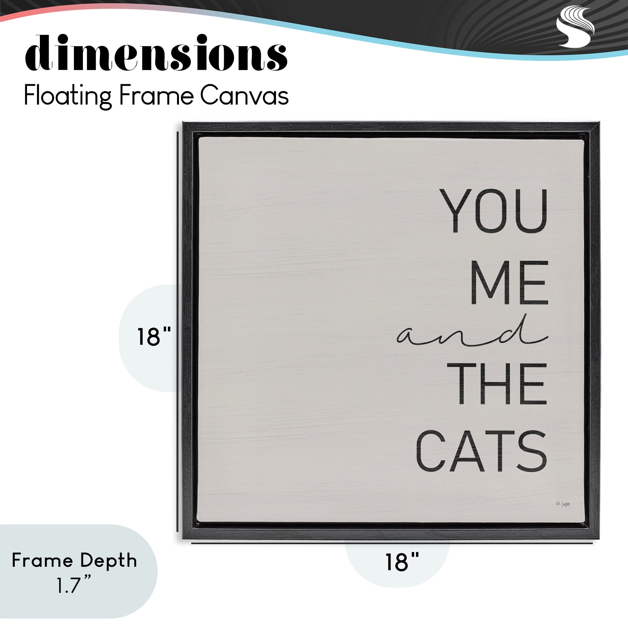 Stupell Industries Minimal You Me & Cats Black Framed Floater Canvas Wall Art, design by Jaxn Blvd.