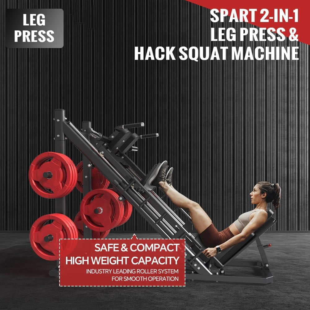 SPART Leg Press Machine, 2500LBS Capacity with Hack Squat Combo, Adjustable, Black, for Lower Body, Home Gym