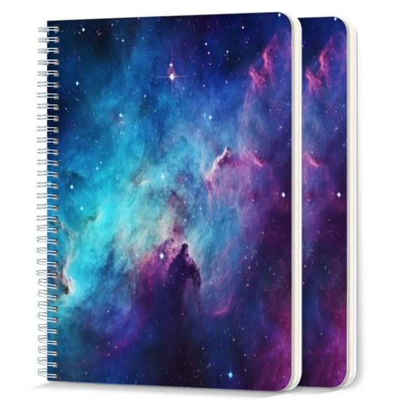 Spiral Notebook,College Ruled Journal,8.26" x 5.71" 50 Sheets/100 Pages,2 Pack - Amazing Nebula in The Galaxy With Blue And Purple Colors