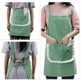 thumbnail image 2 of Unique Bargains Women Kitchen H Shoulder Corduroy Apron with Pockets for Cooking Green, 2 of 6