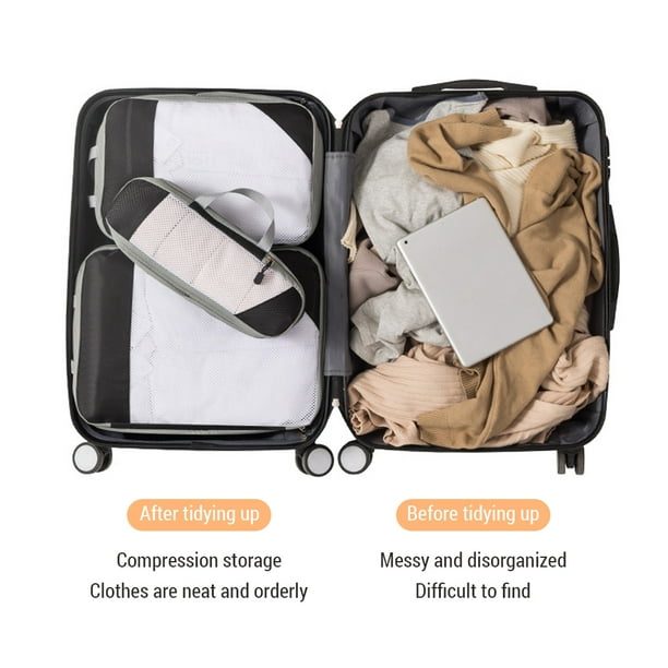 Sac De Compression Voyage TRAVELY Taille M – Packing Cubes Compressibles Ultra-Pratiques Pour Valise (Noir)