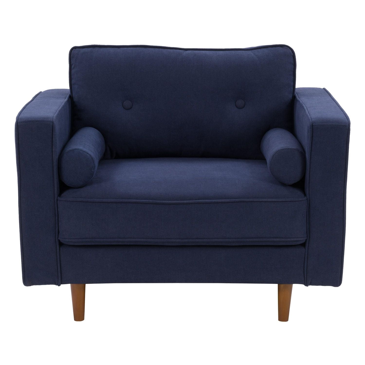 Ensemble de salon CorLiving Mulberry 2 pièces, style Mid-Century moderne, avec canapé et fauteuil, bleu marine