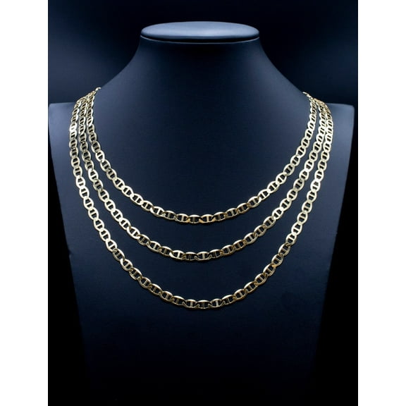 SOLID 10k Real Yellow Gold 6 mm Mariner Anchor Link Chain Necklace, Real Solid 10K Yellow Gold, 10k Gold Chain, Solid Mariner Anchor Chain (Necklace length:18;)