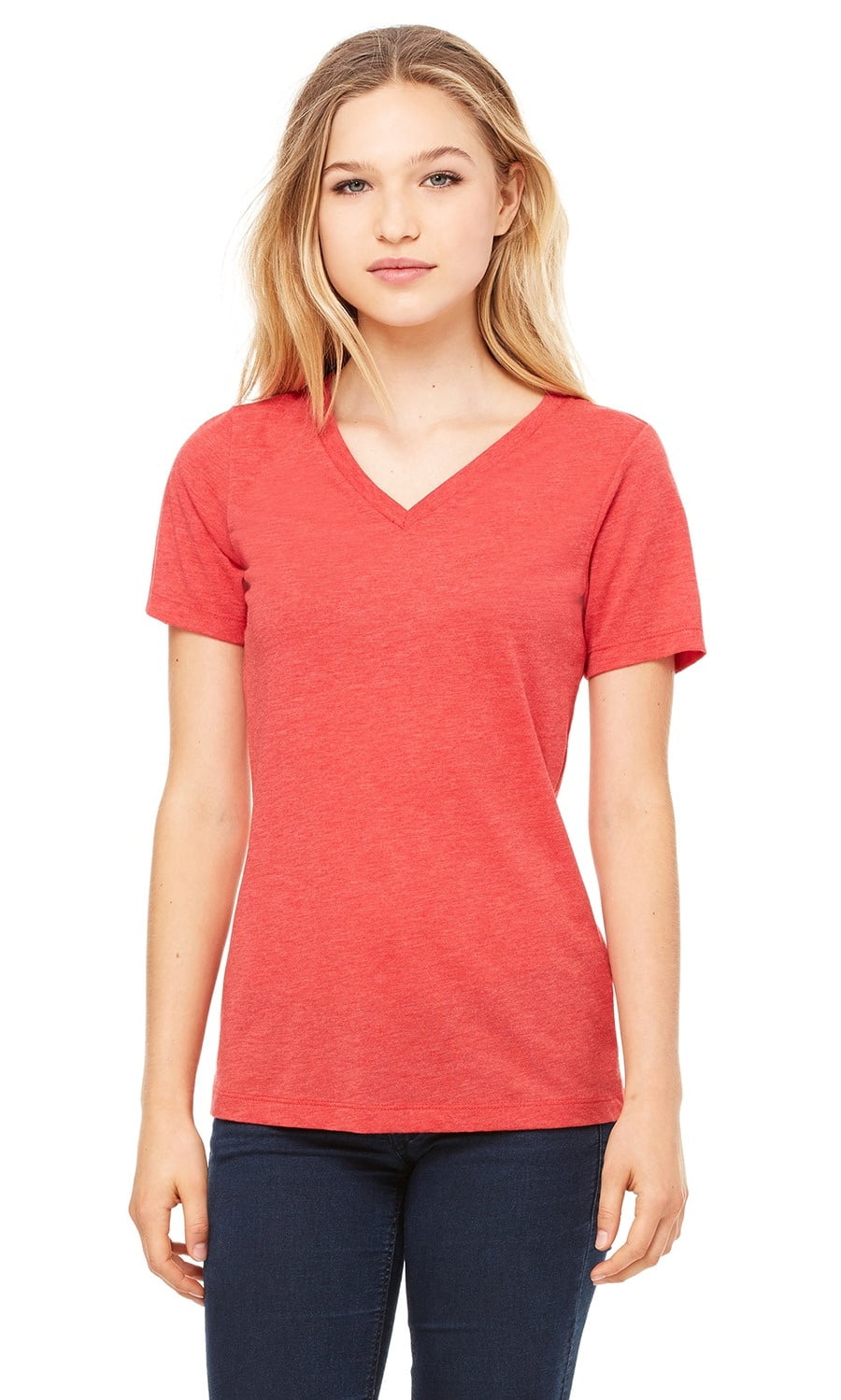 The Bella Canvas Ladies Relaxed Jersey Short Sleeve V Neck T Shirt 