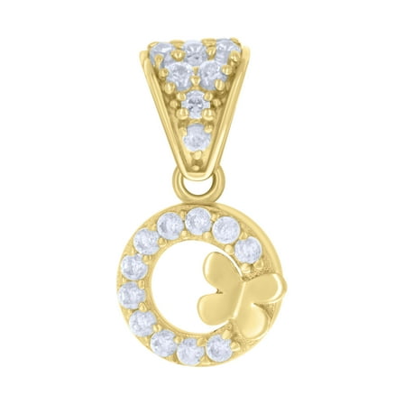 10kt Real Yellow Gold Womens Cubic-Zirconia Butterfly Fashion Charm Pendant
