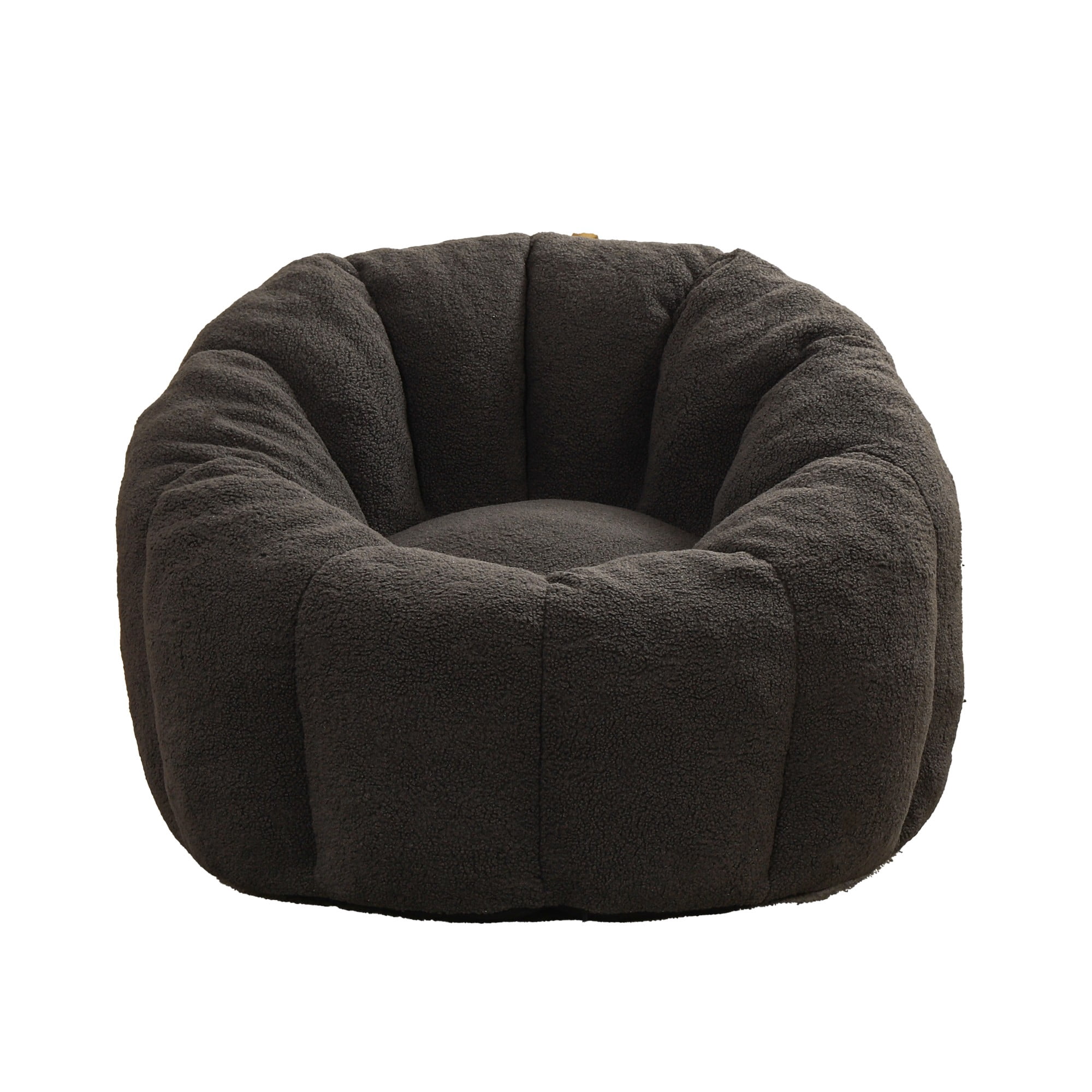 Bean Bag Chair for Adults, Faux Fur Memory Foam Bean Bag Sofa with Armrests, Fluffy Lazy Chair for Living Room Bedroom, Dark Gray