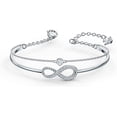thumbnail image 2 of Colección de joyas de cristal de Swarovski, acabado en tono oro blanco, elegante, sencilla, creatividad, amor ilimitado, figura en forma de 8, pulsera doble de amor eterno para mujer, 2 of 5