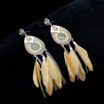 thumbnail image 3 of Women Earrings Retro Bohemian Artificial Feather Dangle Earrings Drop Earrings, 3 of 8
