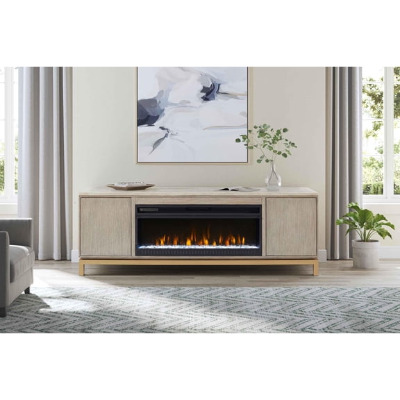 Pemberly Row Mid-Century 64" Fireplace Console Entertainment Fully Assembled