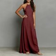 thumbnail image 6 of Laqbezok Women's Halter Neck Backless Maxi Dress, Casual Sleeveless Open Back Long Gown, Minimalist Summer Beach Sundress with Pockets, 6 of 6