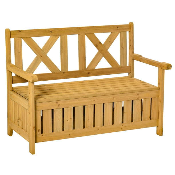 Outsunny 2 Seater Outdoor Garden, 2 Seater Wooden Bench With Storage