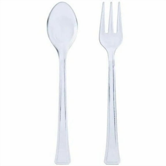 EcoQuality Mini Clear Utensils Combo Set, Plastic Fork and Spoon, Ecofriendly, Compostable, Silverware for Weddings, Parties, Breakrooms (48)