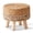 Brown, variant on Foot Stool Natural Seagrass Hand Weave Poufs Round Ottoman for Couch Desk Soft Step Stool Padded Foot Rest with Non-Skid Pine Legs for Hallway Office Lounge Natural/White