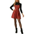 thumbnail image 2 of INSPIRE CHIC Plaid Dress for Women's Spaghetti Strap Skater Dress Red L, 2 of 5