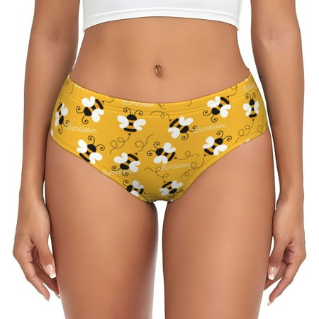 Womens Underwear - Cute Bee Butterfly Yelllow No Show Seamless Underwear for Women  Soft Comfort Stretch Women s Panties  Hipster Ladies Panties Bikini Underwear Briefs