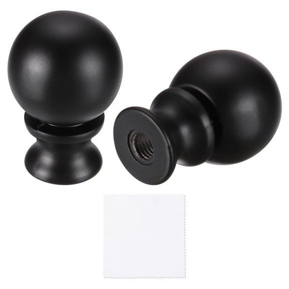 Uxcell 2Pcs 1.5" Tall Lamp Finials, 1/4-27 Thread Lamp Cap Knob Decoration Screw Cap Nuts with Cleaning Cloth for Table Floor Lighting Fixtures Shade Holder Decor, Black