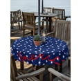 thumbnail image 2 of Outdoor Tablecloths with Umbrella Hole & Zipper, 4th of July Round Tablecloths 60 Inch, Independence Day American Patriotic Stars Blue Waterproof Table Cloth, Patio/Pool/Picnic Table Covers, 2 of 8