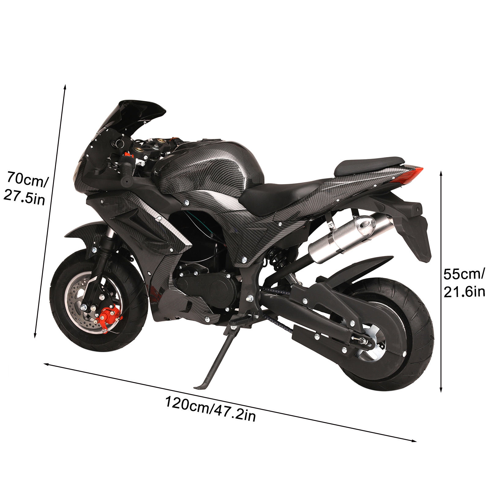 AurumEdge 49cc Dirt Bike, Gas Powered, 4-Stroke Pocket Bike Mini Motorcycle