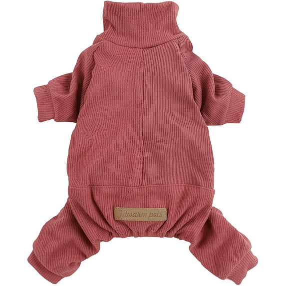 Fitwarm Patchwork Dog Pajamas Lightweight Knitted Dog Clothes Turtleneck Thermal Puppy PJS Knitwear Doggie Outfits Cat Onesies Pet Jumpsuits Red Large