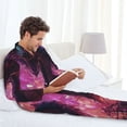 thumbnail image 4 of Salouo Neon Futuristic Dragon Print Button-Front Long Sleeve Pajama Set for Men, Soft 2Pjs Men's Long Sleeve Sleepwear -Medium, 4 of 7