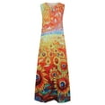 thumbnail image 4 of Dyegold Maxi Dresses For Women 2023 Casual Plus Size Long Dresses Floral Print Vintage Boho V Neck Sleeveless Tunic Dresses, 4 of 8