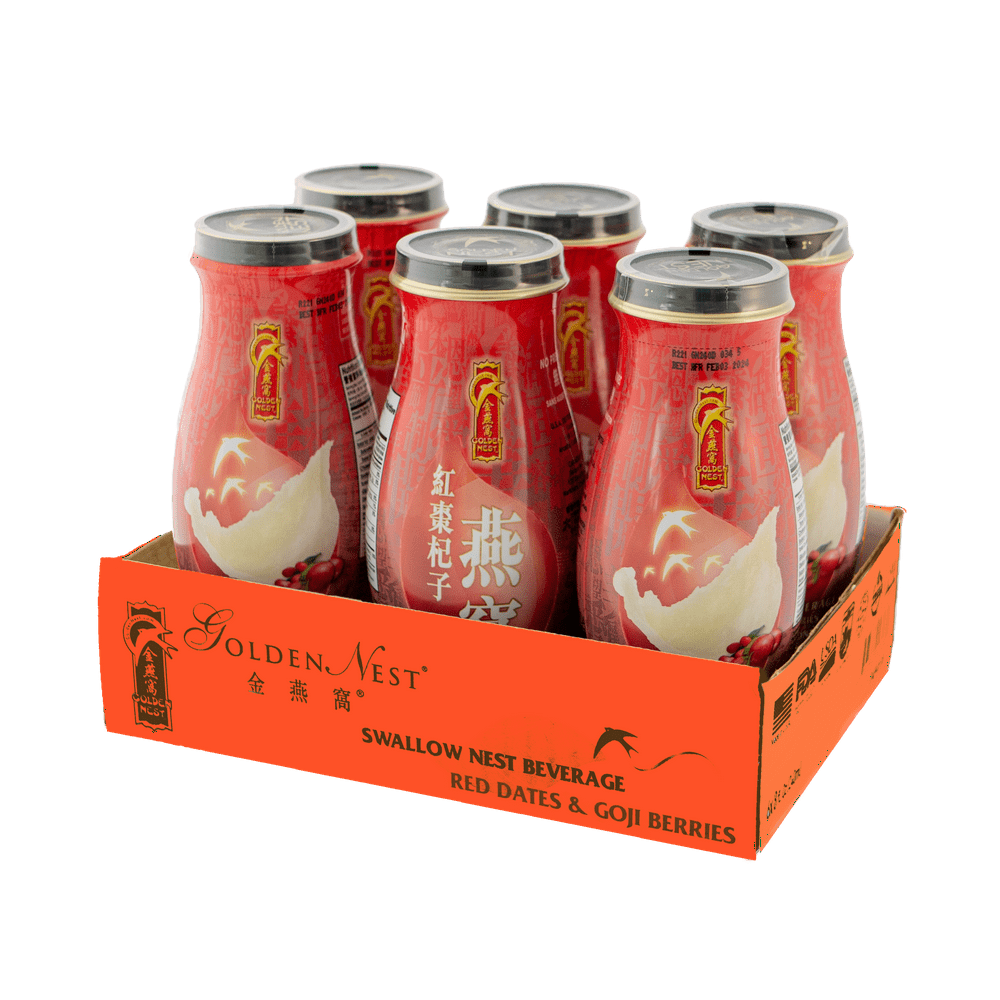 Premium Bird's Nest Drink Red Dates & Goji Berries 6 or 12 Bottles