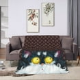 thumbnail image 2 of Flower Print Cat Throw Blanket, Super Soft Anti-Pilling Flannel Bed Blankets, 60"x50", 2 of 8
